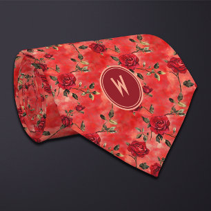 Red Roses Floral Tie