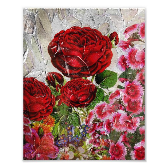 Red Roses Flower Garden Photo Print (Front)