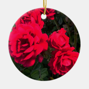 Red Roses Flowers  Ceramic Ornament