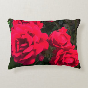 Red Roses Flowers Decorative Cushion
