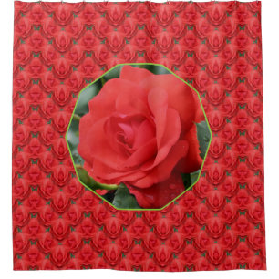 Red Roses Foral Art Pattern Shower Curtain