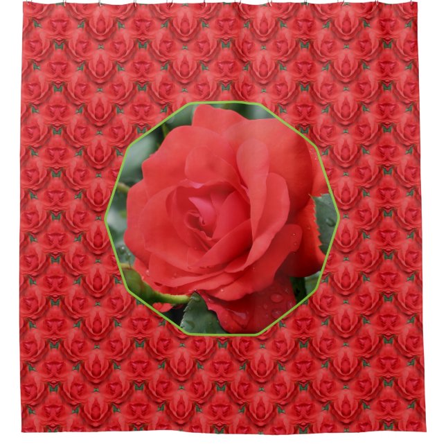 Red Roses Foral Art Pattern  Shower Curtain (Front)