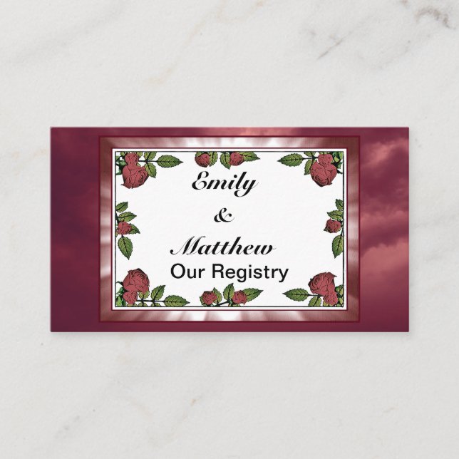 Red Roses Frame Image with Lt Red Clouds Registry Enclosure Card (Front)