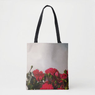 Red roses fresh buds blooming bright flowers flora tote bag