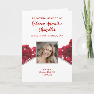 Red Roses Funeral Program   Memorial Program