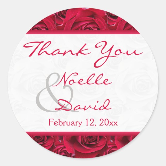 Red Roses Galore Wedding Favour Sticker (Front)