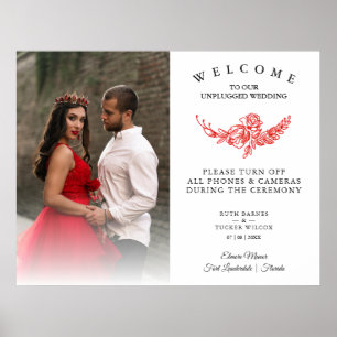 Red Roses Garland Wedding Unplugged Ceremony Poster