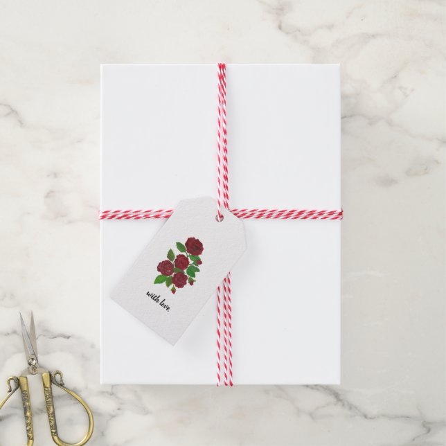 red roses Gift Tag (With Twine)