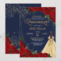 Red Roses Gold Beauty & the Beast Quinceañera