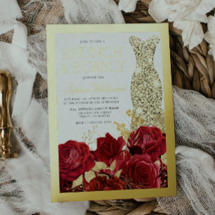 Red Roses & Gold Foil Border Bridal Shower