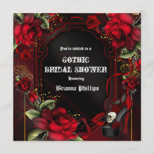 Red Roses Gothic Glam Elegant Party Invitation