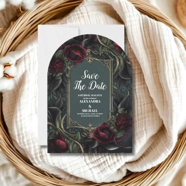 Red Roses Gothic Halloween Wedding Save The Date (Creator Uploaded)