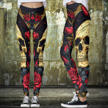 Red Roses Gothic Skull Halloween Yoga 