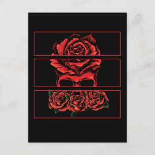 Red Roses Gothic Skull Wicca Goth Flowers Postcard