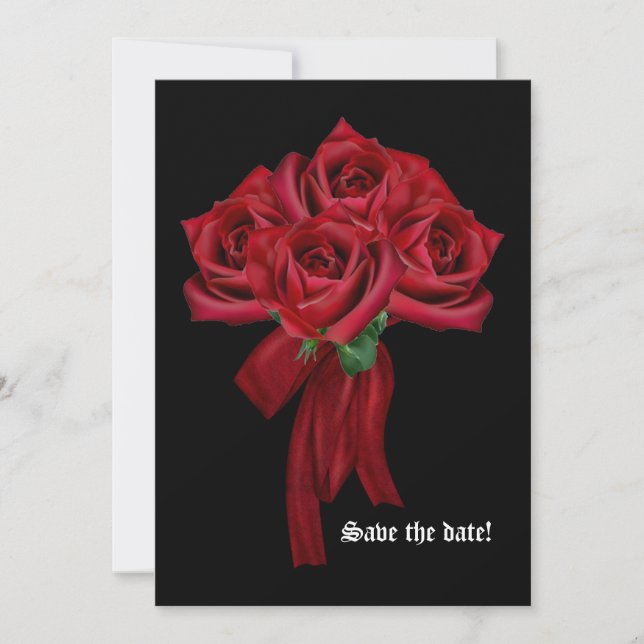 Red Roses Gothic Wedding Invitation (Front)