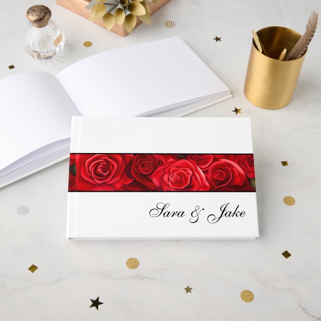 Red Roses Guest Book (Front Open)