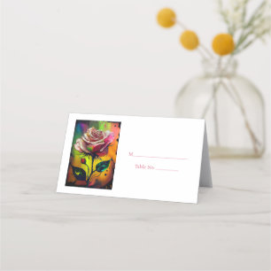 Red Roses Guest Table Number Place Card