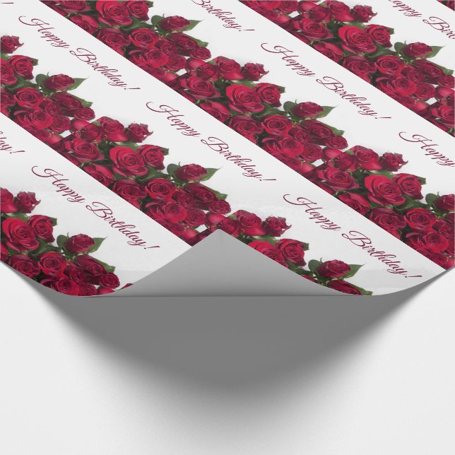Red roses happy birthday wrapping paper (Corner)