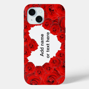 Red Roses Heart. Add name or text iPhone 15 Case