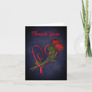 Red Roses Heart Elegant Thank You Card