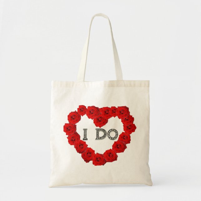 Red Roses Heart I Do Bling Wedding Tote (Front)