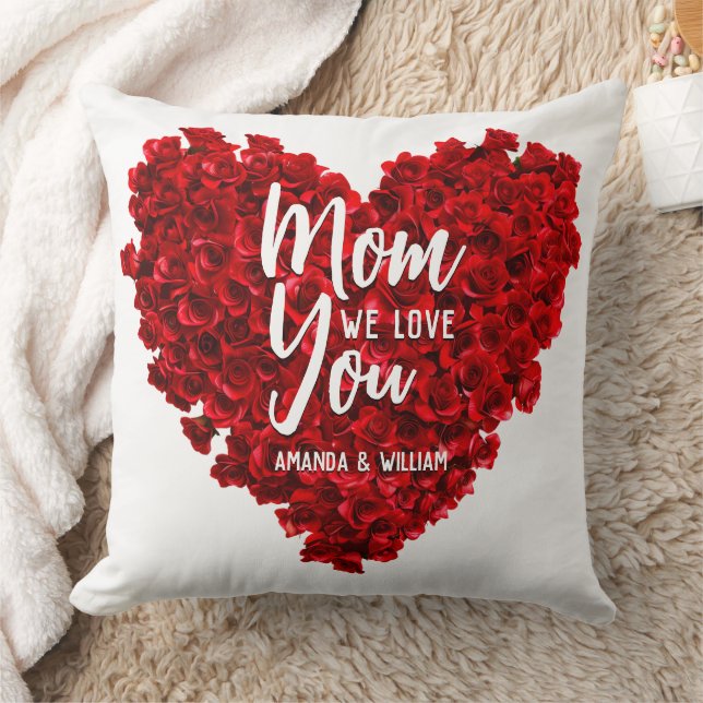 Red Roses Heart Love You Mum Mother's Day Cushion (Blanket)