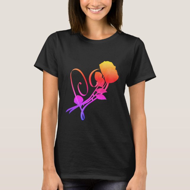 Red Roses Heart Rainbow T-Shirt (Front)