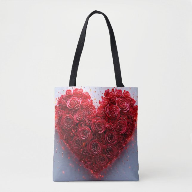 Red roses heart tote bag (Front)