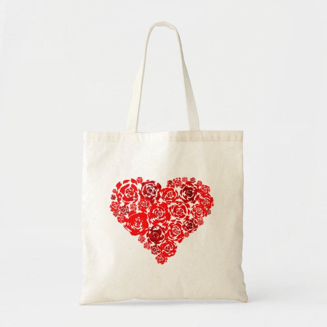 Red Roses Heart Tote Bag (Front)