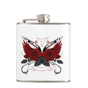 Red Roses Hip Flask