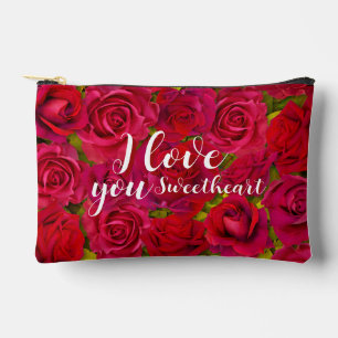 Red Roses I Love you Name Accessory Pouch