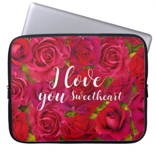 Red Roses I Love you Name Laptop Sleeve