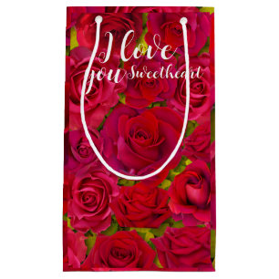 Red Roses I  Love you Name Small Gift Bag