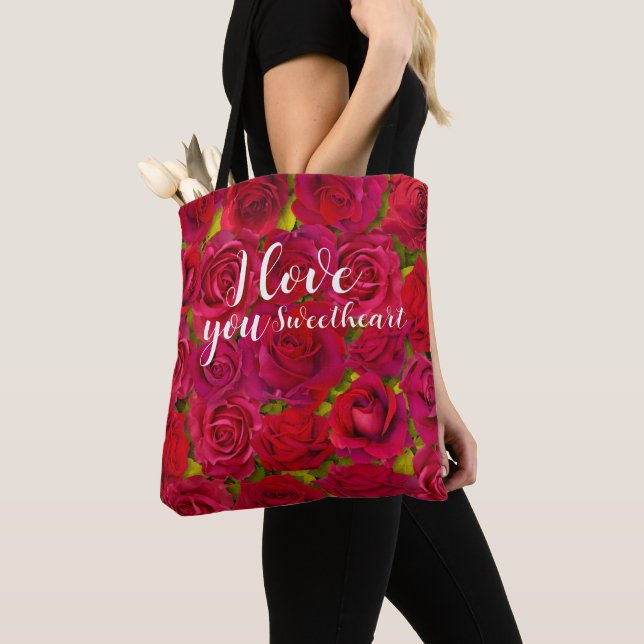 Red Roses I  Love you Name Tote Bag (Close Up)