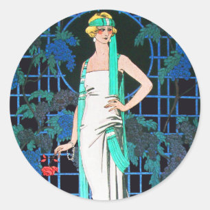 RED ROSES IN THE NIGHT,ART DECO BEAUTY FASHION CLASSIC ROUND STICKER