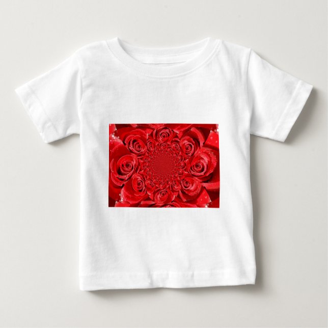 Red Roses Kaleidoscope: Happy Valentine's Day Art  Baby T-Shirt (Front)