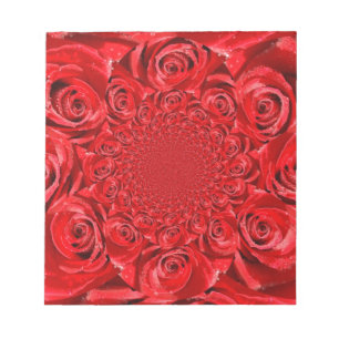 Red Roses Kaleidoscope: Happy Valentine's Day Art  Notepad