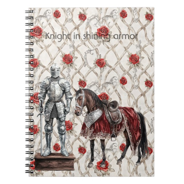 Red Roses Knight in Shining Armor Notebook (Front)