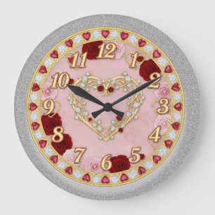 Red Roses Large Clock