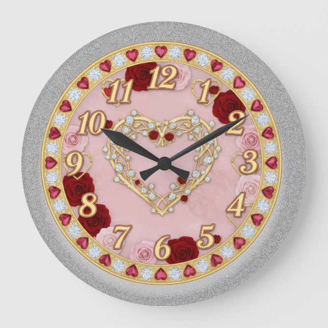 Red Roses Large Clock (Front)