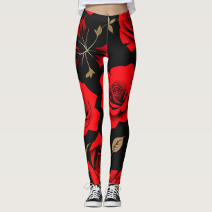 Red roses leggings