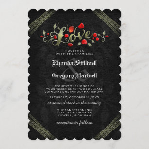 Red Roses LOVE Halloween "TOGETHER WITH" Invite