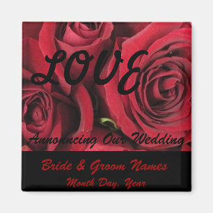 Red Roses LOVE Wedding Save the Date Magnet