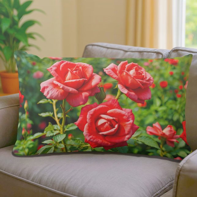Red Roses Lumbar Pillow (Lumbar pillow with red roses)