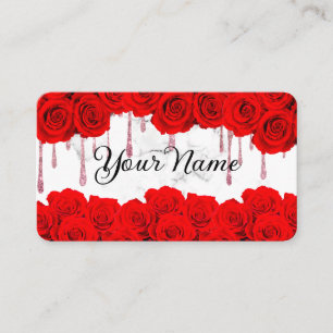 Red Roses Marble Business Card