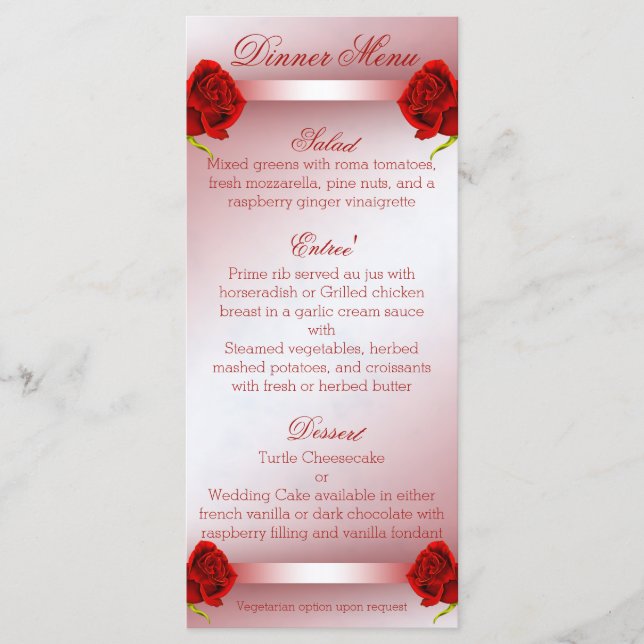 Red Roses Menu (Front)
