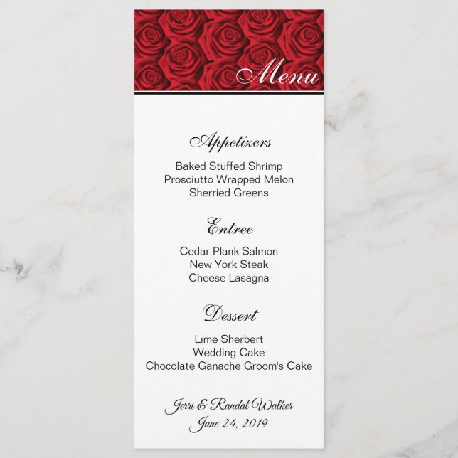 Red Roses Menu Card (Front)
