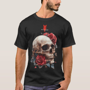 Red Roses Metal Skull Ben Elkanar T-Shirt