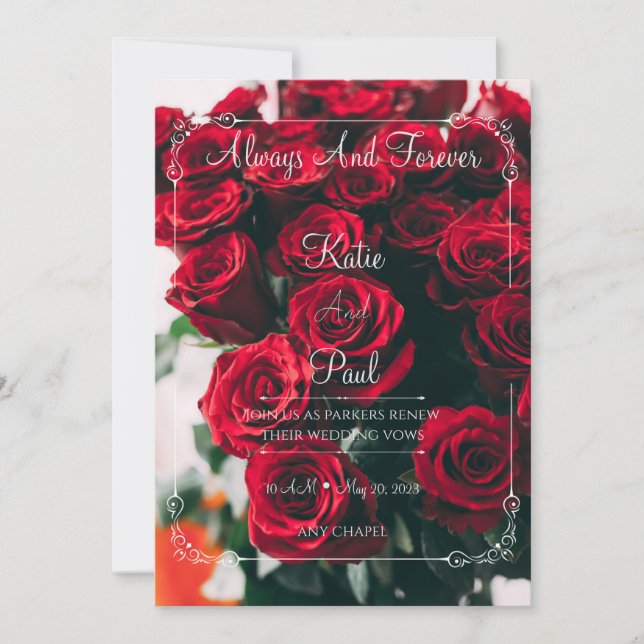 Red Roses Modern Elegant New Wedding Invitation (Front)