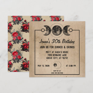 Red Roses New Age Cool Gothic Birthday Invites